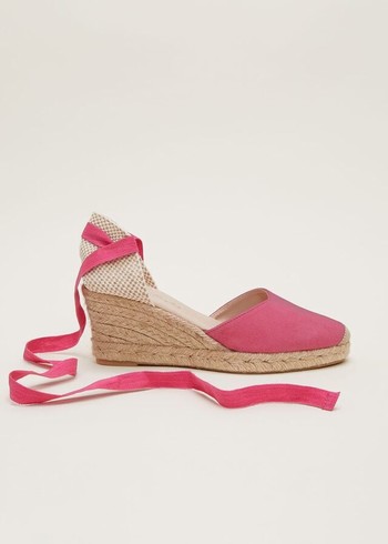 Phase Eight Suede Tie Espadrilles Heels Light Pink Australia | DN9401367